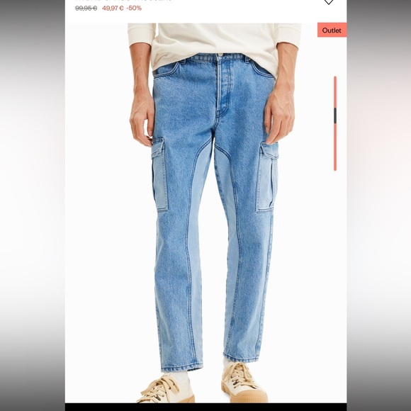 NEW MENS Desigual Blue Denim Cargo size 30 - Picture 3 of 13